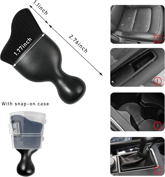Car Interior Dust Brush, Soft Scratch Free Auto Detailing Brushes, Universal Vehicle Interior Cleaning Tool for Automotive Dashboard, Air Vents, Leather(Black)
