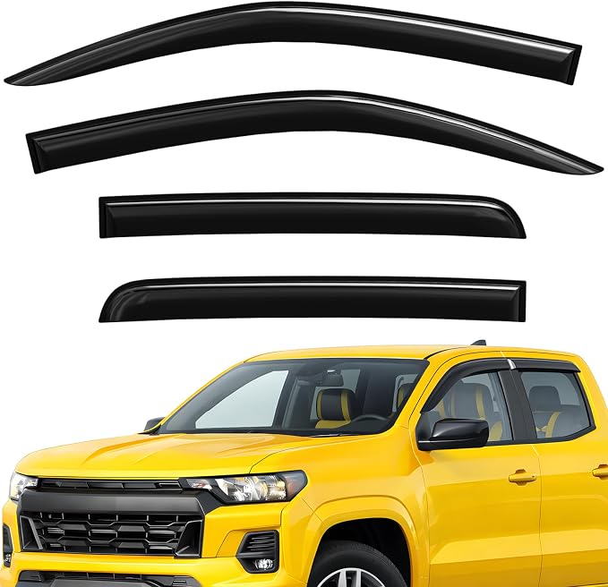 Extra Durable Window Deflectors Tape-On Window Visors Rain Guards Fit for Chevy Colorado 2023-2026 Crew Cab, Sun Visors, Wind Vent for Shades, Exterior Car Accessories - 4 pcs. AG0953