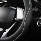 Microfiber Leather Car Steering Wheel Cover for Honda Accord Civic CR-V HR-V Pilot Fit Passport Odyssey,Sport Style,14.5-15 inch (Black+Gray Line-Standrad Size)