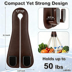 CHOSMOYI Leather Car Headrest Hooks for Purses & Bags, 2 Pack Heavy Duty Seat Back Organizer, Double Car Hooks for Groceries & Handbags, Universal Interior Accessories (Brown)
