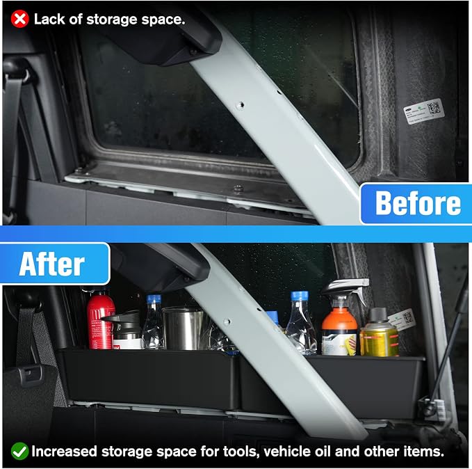 Trunk Storage Tray Organizers Rear Cargo Side Box Applicable to Ford Bronco 2021 2022 2023 4 Door, Trunk Caddy Box, Internal Accessories, Black Matte Finish (Right Storage Box)