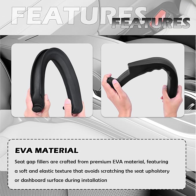 2-in-1 Upgraded Car Seat Gap Filler with Hook,2PCS Double Side Car Seat Gap Plug with Storage Slot,Universal in Between Cars Seats Catcher Cars Interior Accessories