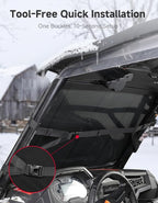 Thick Glass Windshield Cover Transport Protector Compatible with 2014-2023 RZR XP 1000 | Large Size Waterproof Sunshade Snow Dust Reduction Easy-Installation With 10mm EVA foam Soft plush inner lining 800D fabric