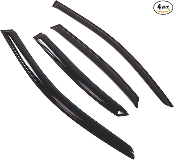 Outside Mount Window Vent Visors Rain Guards Compatible with Audi A4 2009-2015 | Side Window Wind Deflectors Rain Shields | Black Tinted, 4 Pcs Set, BGWV-662