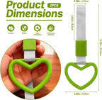 2 Pcs Heart Shaped Car Handle Strap – JD M Drift Charm Rear Bumper Warning Ring Decor for Car Interior Exterior, Subway Bus Handle Accessory, Cute Heart Car Decor Gift for Drivers (Green-Silver)