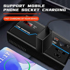 200W Car Power Converter, DC 12V to AC 110V Car Inverter, Car Outlet Adapter with PD 30W(PD3.0)/QC 30W(QC3.0) Fast Charging Ports, Car Plug Converter with On/Off Switch and Current LCD Screen