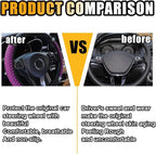 15 Inch Bling Soft Leather Car Steering Wheel Cover, Purple | Colorful Rhinestones Design, Auto Elastic Protector for Women Girls, Crystal Diamond Car Accessories for Most Cars, SUVs