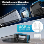 Blestan Cordless Car Vacuum Lightweight High Power Handheld Vacuum Cleaner with LED Light, Hand Vacuum for Car Home Office and Pet Hair, BlackBlue