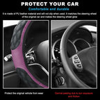 Car Steering Wheel Cover, 15-Inch Non-Slip Leather Steering Wheel Protector, Universal Soft Cover Mat For Car Truck SUV, Interior Car Accessories (Purple)