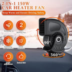 3 Pcs Car Heater & Defogger 12v 150w Rapid Windshield Defroster Portable Auto Fan Heater Plug in Cigarette Lighter 2 in 1 Fast Heating or Cooling with 360 Degree Suction(Black)