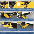 2 Ton Floor Jack with Jack Stands, Heavy Duty Steel Hydraulic Racing Floor Jack with Single Piston Quick Lift Pump, Hydraulic Trolley Service Car Jack, Yellow