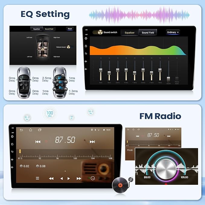 8 Core 4+64G Radio for Toyota Sienna 2004-2010 Stereo (FIT JBL. and Big Screen) Wireless Carplay Android Auto, 9” Touch Screen for Sienna Bluetooth/GPS/MirrorLink/FM/SWC/Backup Camera