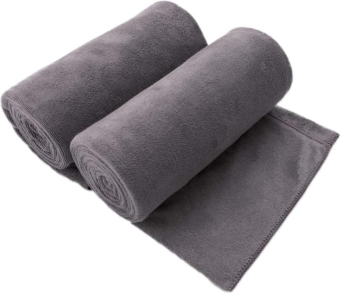 Extra Large Bath Towels, Microfiber Bath Sheet Towels for Body, 2 Pack 35" x 70", Oversized, Soft, Super Absorbent, Fast Drying, Perfect forSauna, Shower, Sport, Fitness, Yoga, Grey