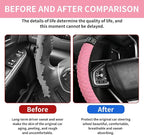 Bling Car Steering Wheel Cover, 15 Inch Rhinestones Soft Leather Elastic Steering Wheel Protector, Sparkly Crystal Diamond for Women, Car Interior Accessories for Most Cars (Pink)