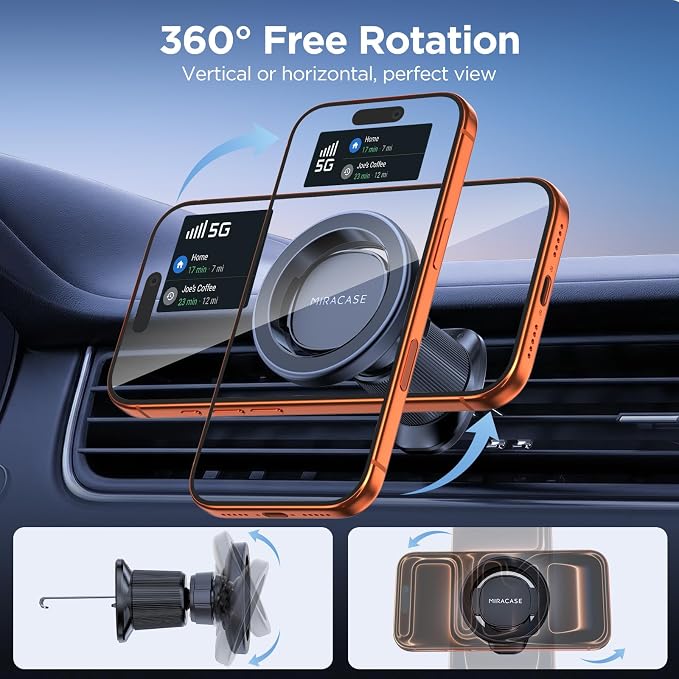 Car Phone Holder for Magsafe [Strong Magnets] Magnetic Phone Holders for Your Car, 360°Adjustable Air Vent Hands Free Cell Phone Mount Cradle Fit iPhone 17-12 & All Smartphones, Black