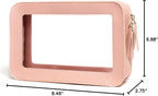 Clear Makeup Bags, TSA Approved Toiletry Bag with Zipper, Makeup Organizer for Carry-on Travel Essentials, Car Accessories Organizers Storage for Women Men (Clear-Pink)