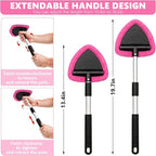 Windshield Cleaning Tool, 13PCS Car Detailing Kit Interior Cleaner, Car Window Cleaner with Extendable Handle, Car Interior Cleaning Kit with Detailing Brushes for Women Men (Pink)