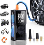Tire Inflator Portable Air Compressor - 3X Faster Cordless Air Pump for Car Tires, 150PSI Electric Bike Pump with Digital Gauge & Auto Shut Off, LED Light, Power Bank