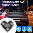 Heart-Shaped LED Neon Light | Solar and USB Rechargeable | 2 Pack Blue Car Interior Lights with Suction Cups | 40 High-Brightness LEDs Car Ambient Light, 5 Modes