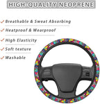 Retro Abstract Steering Wheel Covers Anti-Slip Elasticity Car Accessories Steering Wheel Protector Universal 15 Inch for Cars SUV Vehicle Truck