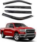 Black Outside Mount Window Rain Guards Compatible with 2019-2023 Dodge RAM 1500 Crew Cab,Durable Window Visor Deflectors