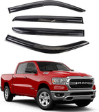 Black Outside Mount Window Rain Guards Compatible with 2019-2023 Dodge RAM 1500 Crew Cab,Durable Window Visor Deflectors