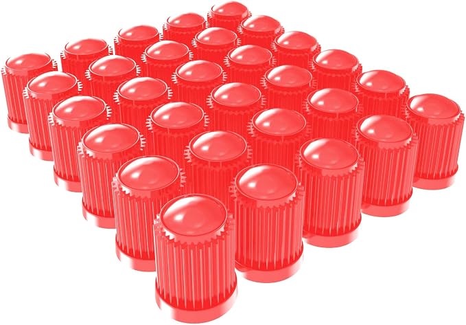 (30 Pack) Tire Stem Valve Caps, with O Rubber Ring, Universal Stem Covers for Cars, SUVs, Bike and Bicycle, Trucks, Motorcycles, Airtight Seal Heavy Duty (Red (30 Pack))