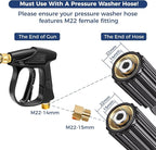 Pressure Washer Gun with Foam Cannon, Industrial Car Wash Foam Gun Kit 1/4 Quick Connector, Adjustable Soap Cannon with 5 Pressure Washer Nozzle Tips, Adapter, 1 Liter