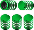 Tire Valve Stem Caps -(5 Pack) Tire Air Caps Metal with Plastic Liner Corrosion Resistant Leak-Proof for Car Truck Motorcycle SUV and Bike Green