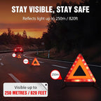 Warning Triangle, Emergency Warning Triangles for Vehicles, Reflective Triangle, Emergency Warning Reflector Safety Triangle Kit with Carry Case, 3-Pack