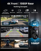 11'' Wireless CarPlay & Android Auto Screen for Car, Full Laminated HD Touchscreen, 4K Dash Cam, 1080P Rear Camera, 5GHz WiFi, Bluetooth 5.0, FM/AUX, Phone Mirroring, Voice Control, 64GB Card Included