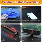 12V 200W Car Heater - 360° Rotatable 2-in-1 Heating & Cooling Fan, Windshield Demister Defroster, Plug-in Cigarette Lighter, Universal Fit for All Vehicles