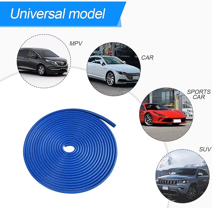 Car Door Edge Guards, Universal Rubber Seal Protector, U Shape Edge Trim, Blue, 32FT