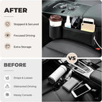 Universal Fit Car Seat Gap Filler Organizer | Extra Storage Organizer with Cup Holder | Easy Access | Premium Leather | Black | 2 Pack