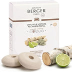 Car Diffuser Refill Set, Wilderness | Lime Grapefruit Patchouli Notes, 2 Ceramic Inserts, Fits Vent Clips, 4-Week Diffusion, Made in France