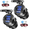 2PCS, Dual PD USB C Ports & Dual Quick Charge 3.0 Ports Car Charger Socket, Aluminum Alloy Waterproof 12V USB Outlet, Accessories for Car Boat Marine Motorcycle RV ATV Truck Golf Cart