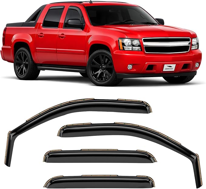 Voron Glass in-Channel Extra Durable Rain Guards for Chevrolet (Chevy) Avalanche 2007-2013, Window Deflectors, Vent Window Visors, 4 Pieces - 200266