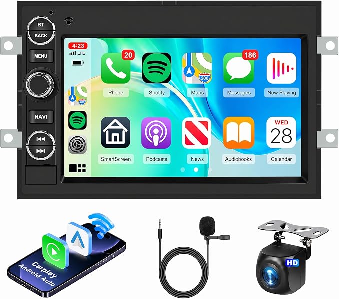 8Core 4G 64G Radio for Ford F150 F250 F350 Fusion Edge Explorer Expedition Car Stereo,7inch 1080P HD IPS Touchscreen,5.0 Bluetooth,Wireless Carplay Android Auto,DSP GPS WiFi FM/RDS AHD Backup Camera