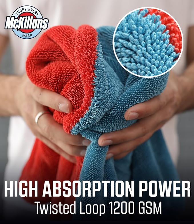 Extra Large Dual-Color Car Drying Towel XL - Edgeless & Ultra Soft & Absorbent - 36" x 28" - 1200 GSM Twisted Loop Microfiber Towel for Cars - Drying Towel Car Detailing - Car Wash Towels