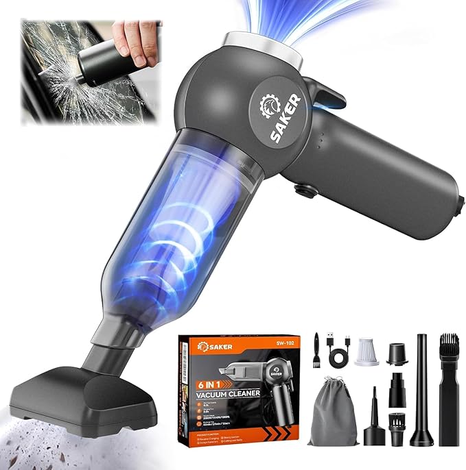 Portable Car Vacuum Cordless 20000Pa 6 in 1 Multifunctional Adjustable Small Handheld Vacuum 7800mAH with Brushless Motor for Gifts, Car Home and Office SW-102