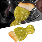 Bling Car Detailing Brush, Crystal Rhinestone Non-Scratch Vehicle Cleaning Dust Brush for Air Vent & Dashboard, Soft Bristles Automotive Interior Cleaning Tool, Universal Fit (Yellow)