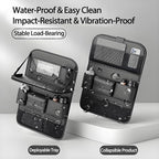Universal Foldable Car Backseat Organizer with Table Tray, Car Seat Back Protector with Touch Screen Phone Holder, Premium Leather Kick Mats with Storage Pockets Tissue Holder (Black)