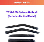 KPY Rain Guards Fit for 2010-2014 Subaru Outback, Out-Channel Window Visors Vent Wind Deflectors 4PC, Car Accessories for 10-14 Outback (Excludes Limited Model)