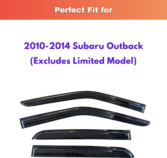 KPY Rain Guards Fit for 2010-2014 Subaru Outback, Out-Channel Window Visors Vent Wind Deflectors 4PC, Car Accessories for 10-14 Outback (Excludes Limited Model)