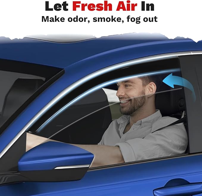 Accord Rain Guards - Window Visors for Honda Accord 2023-2025 2026, Outside-Mount Side Window Wind Deflectors for Accord Accessories, Vent Visors Shades Rainproof Black 4PCS