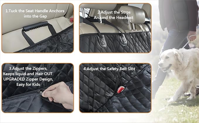 Dog Car Seat Cover for Back Seat,Car Seat Protector for Dogs Nonslip Water Proof Universal Fit Dog Car Seat Cover for ISOFIX Truck SUV(Large,Black)