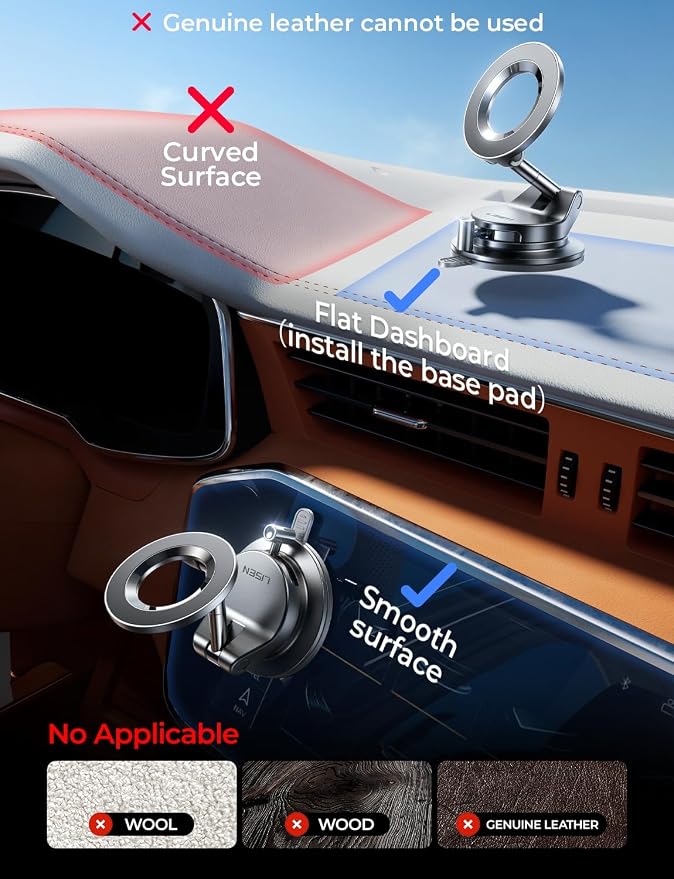 for Magsafe Car Mount, Magnetic Phone Holders for Your Car Vacuum, Phone Mount for Car Accessories for Women Men Jeep BMW, Suction Phone Holder Gifts Kits, for iPhone 17 Pro Max 16 15 14 13 12