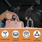 4 Pack Car Seat Headrest Hooks for Purses and Bags, Car Purse Holder With Double Metal Hooks, Headrest Back Seat Handbags Hook, Universal Car Purse Hanger, Cute Car Hanging Accessories, Black