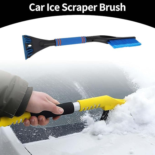 1pc 60x11cm Universal Car Ice Scraper Brush with Broom - SUV Snow Frost Remover for Car Truck RV Windscreen Side Window Anti Crash - Plastic Blue Snow Shoveling Defrost Clearing