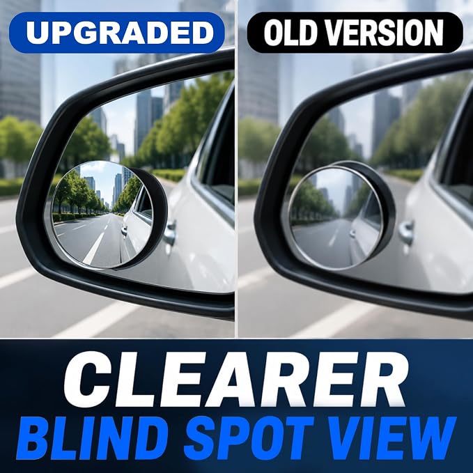 Blind Spot Mirrors - 2 Pack Round HD Glass Frameless Convex Rear View Mirror with Wide Angle Adjustable Stick for Cars, Trucks, And Motorcycles Stuff Rearview Mirror Accessories Decor